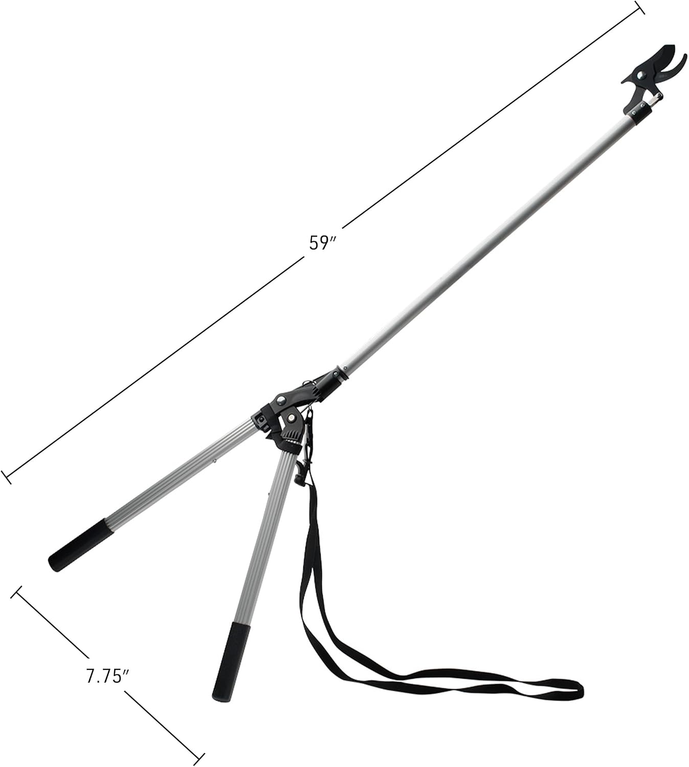 Tree Trimmer Pruning Shears - 59” Long Reach Pruner with Rotating Head and Sharp Bypass Loppers - Tree Branch Cutter for Branches Up to 1-3/8” - Lightweight Aluminum Pruners