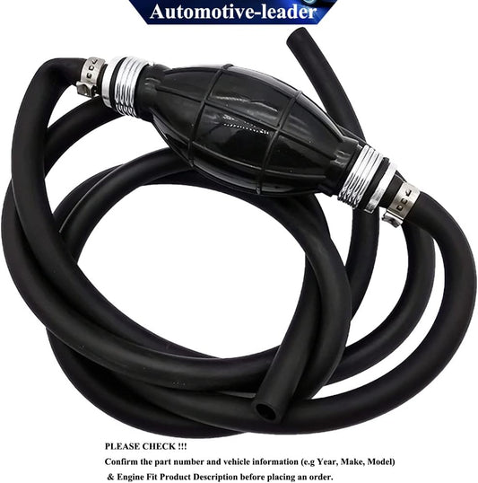 Fuel Line Assembly, Outboard Motor Inner Diameter 10mm 3/8inch Outer 5/8inch Dia Hose Marine Boat RVs Assembly with Primer Bulb Steel Clamps