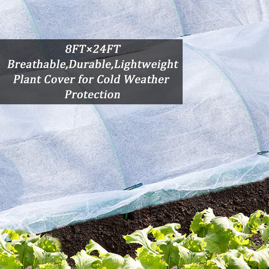 8FT×24FT Plant Covers Frost Cloth Breathable Floating Row Cover
