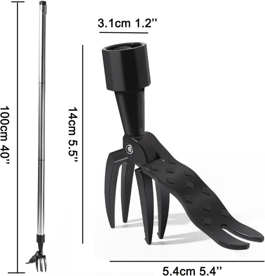 The Stand Up Weed Puller Tool with Long Handle-Made with Adjustable Stainless Steel Handle and 4-Claw Head Design for Lawn.