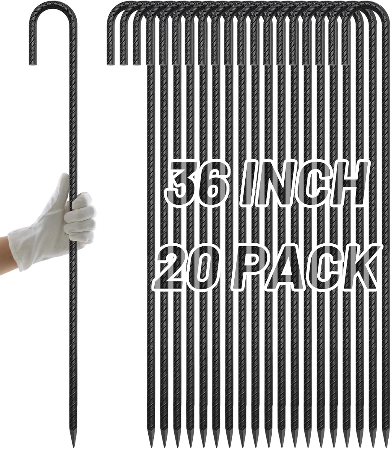Rebar Stakes 12 Inch J Hook, Premium Anti-Rust Tent Stakes for Canopy