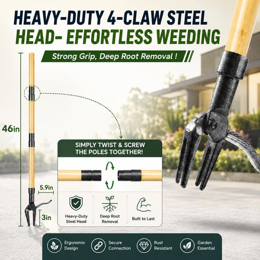 Premium Stand Up Weed Puller Tool, Long Handle Weed Puller & Garden Weeder Tool, Manual Weed Remover Tool, Heavy Duty Root Weed Puller for Lawn – Gardening Gift for Dad & Grandpa