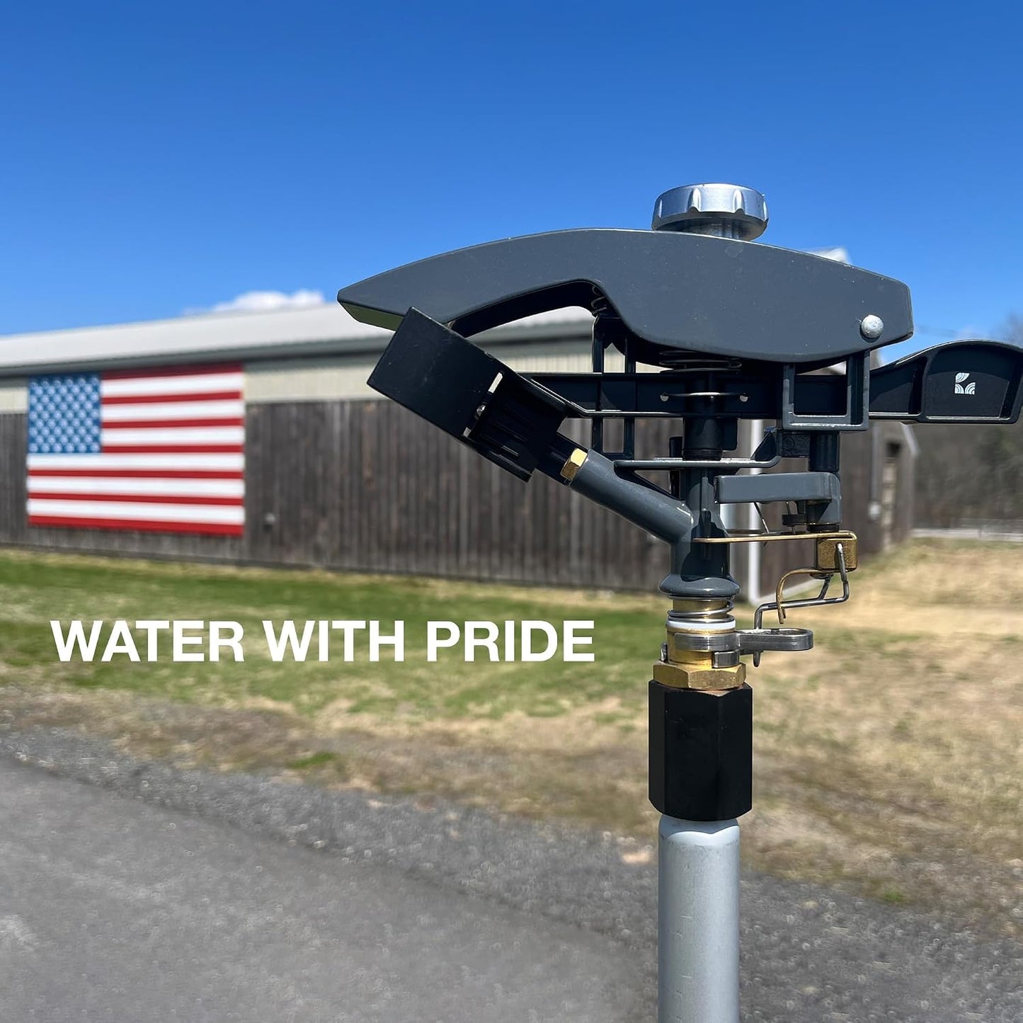 Heavy Duty Tripod Sprinkler 300003, Long Range Sprinkler with 100 FT Reach, 6 Feet Adjustable Tripod Height, 360° Range Control, for Farm, Lawn, Field, Orchard Irrigation