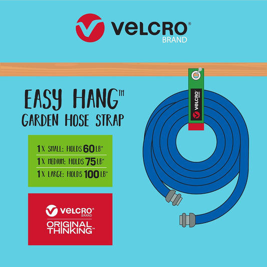 Easy Hang Garden Hose or Extension Cord Holder Organizer Variety Pack. Holds up to 100lbs. Heavy Duty Straps Perfect for Shed or Garage Organization. 3-pk 10",14" and 18", Black