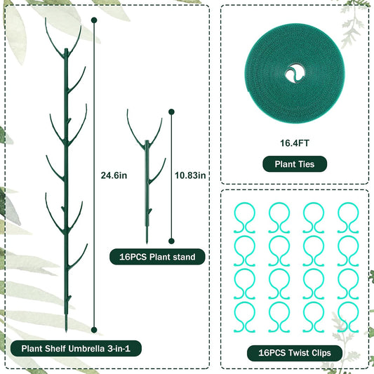 16Pack Stackable Plant Support Stakes, Monstera Plant Support