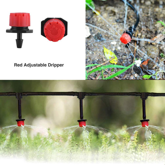 MSDADA Garden 50Ft Automatic Irrigation System, 1/4" Blank Distribution Plant Watering Irrigation Kit Accessories Include Atomizing Nozzle Mister Dripper for Garden, Greenhouse, Flower Bed