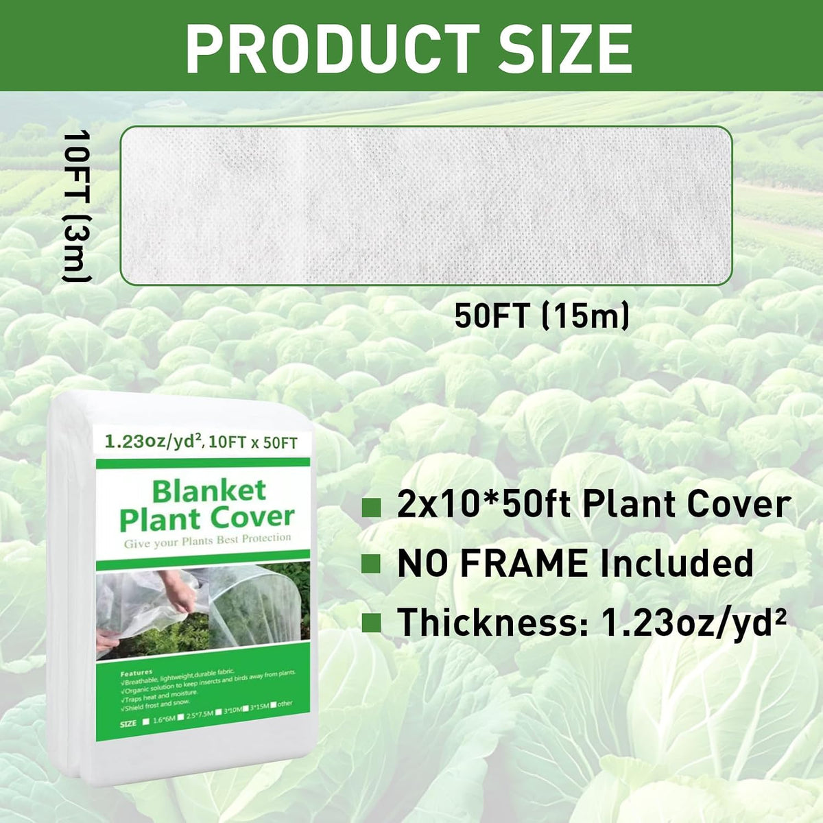 2 Pack 10ft x 50ft Plant Covers Freeze Protection