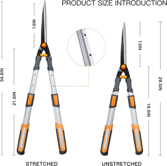 AIRAJ Telescopic Hedge Clippers & Shears,Extendable Hedge Clippers Heavy Duty,7.5" Sharp Pruning Shears,Garden Trimmers,Hand Loppers,Grass Clippers Shears Set,for Trimming Borders,Boxwood,and Bushes