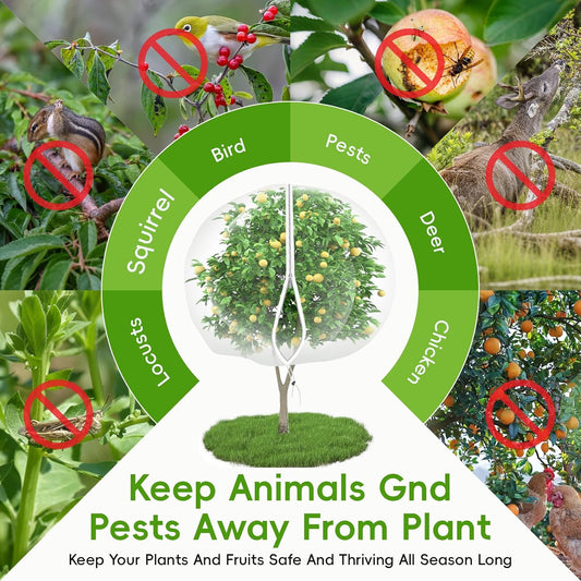 10' x 12' Large Fruit Tree Netting for Squirrels and Birds with Drawstring, Insect Bird Netting Pest Barrier for Garden Protection (White)