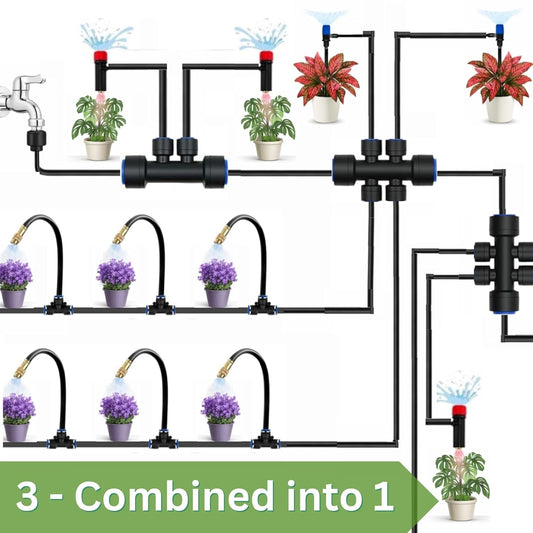 240FT Drip Irrigation System for Garden: Quick Connect 1/2" OD 5/16" ID PE Main Tubing Automatic Sprinkler Kit Adjustable Misting Part 1/4" Watering Hose for Outdoor Raised Bed Plants Flower Yard