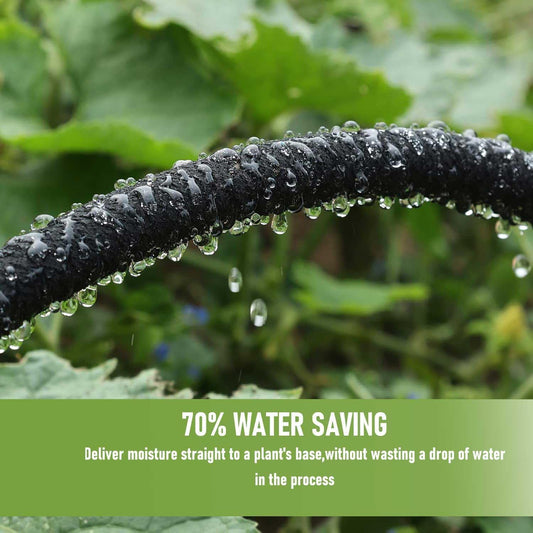 1/4 in Soaker Hose Tubing for Drip Irrigation,100FT Garden Beds Soaker Irrigation Tubing Hose with Various Accessories Rubber Longer Lasting Drip Irrigation for Watering Garden Beds Vegetable Lawn
