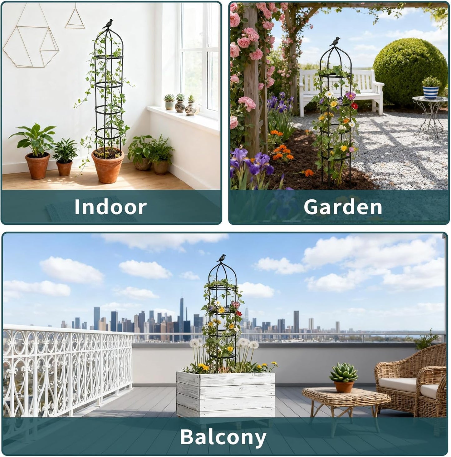 2 Pack Garden Obelisk Trellis for Climbing Plants Outdoor, Plant Trellis Garden Tower Trellis for Potted Plant Climbing, Flowers Vegetable Cucumber Trellis