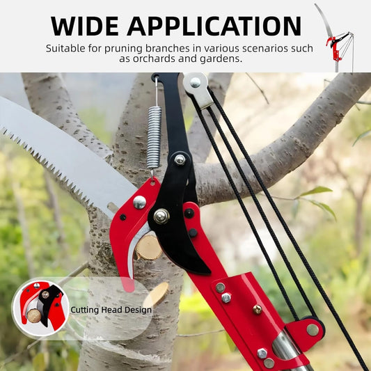 Pole Saws for Tree Trimming - 14FT Dual-Pulley Tree Pruner, Tree Trimmers Long Handle Pruner, Manual Pole Saw for Yard & Garden, Gardening Hand Tools