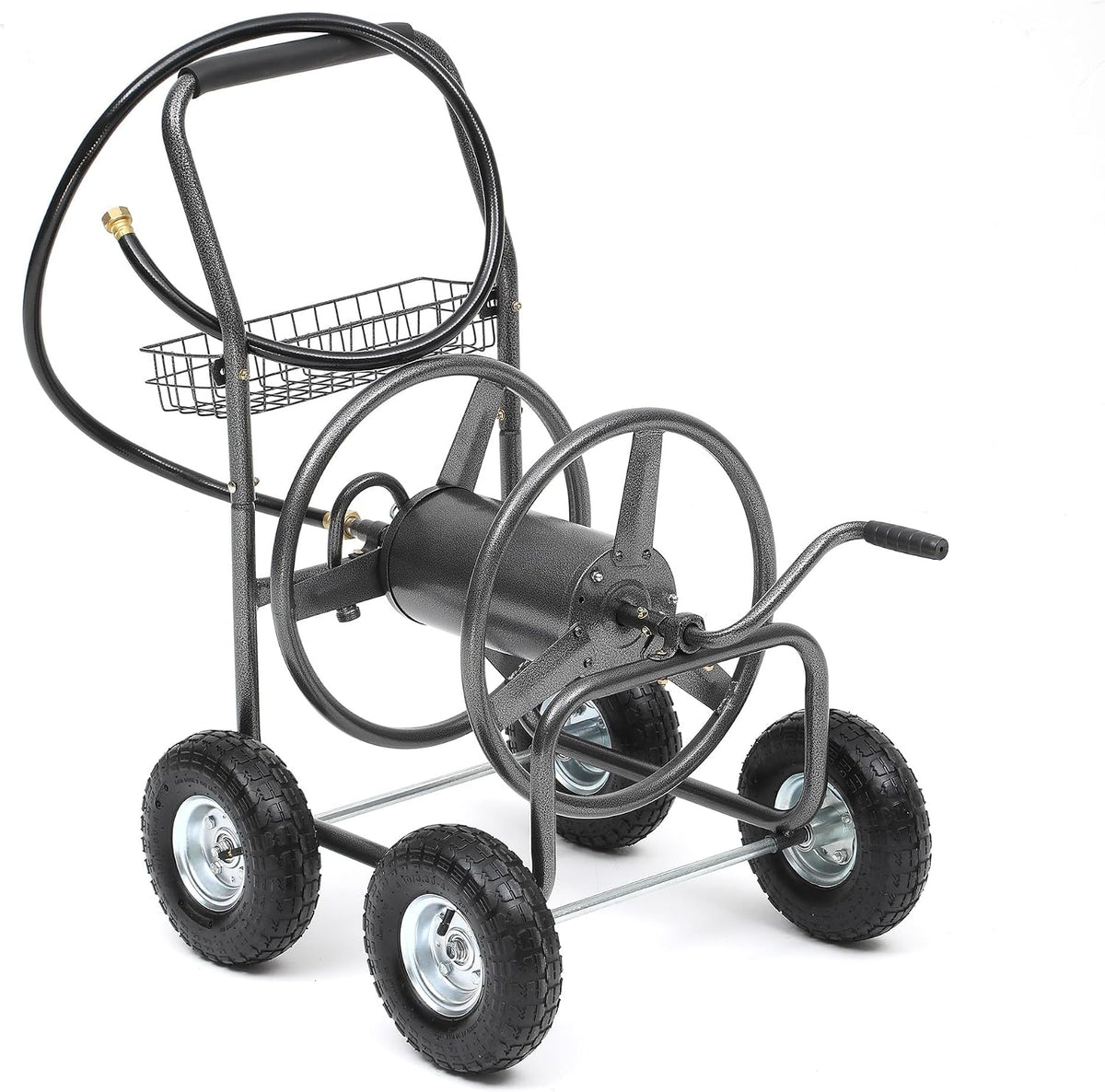 Hose Reel Cart, 250FT 5/8" All-Terrain Mobile Water Hose Truck
