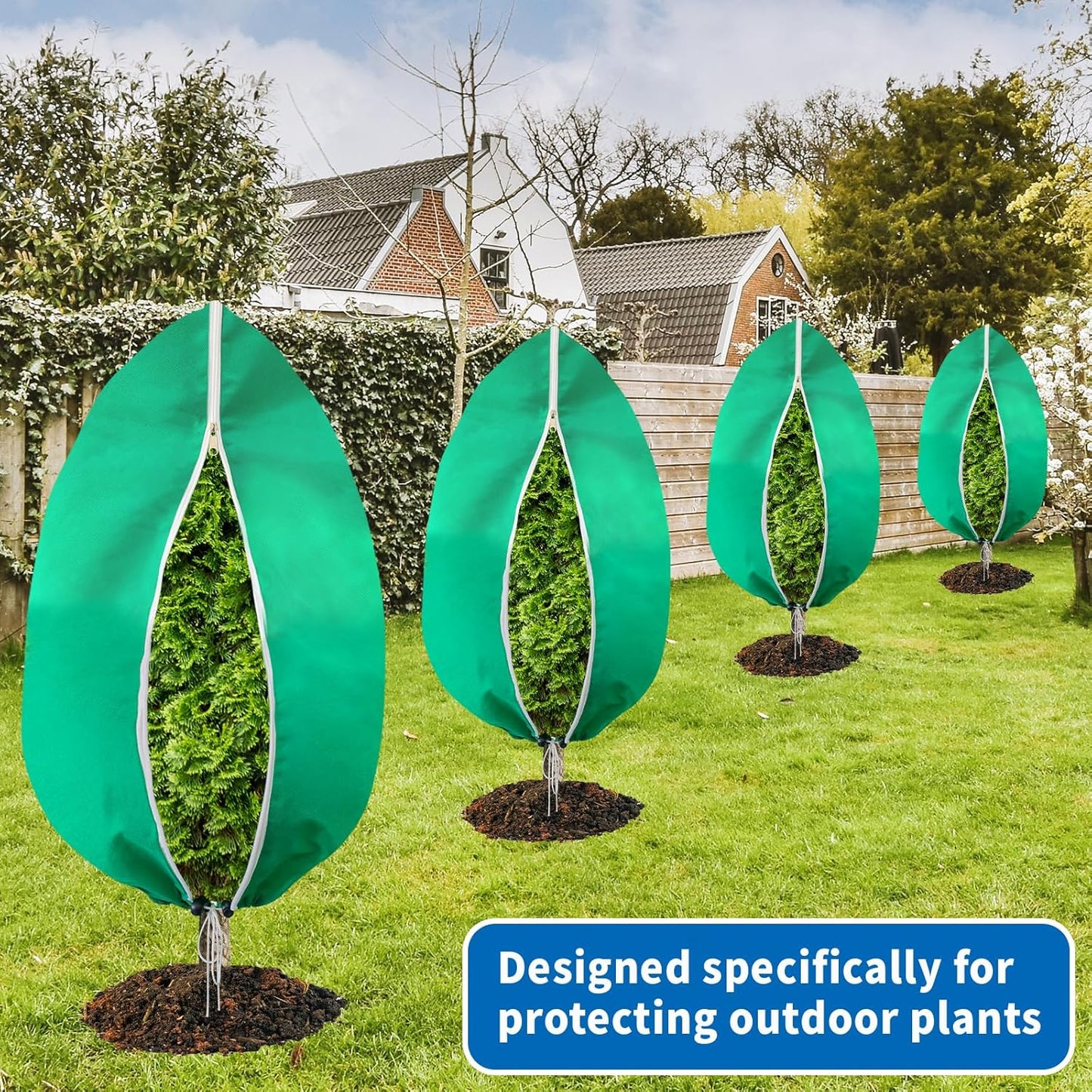 4 Pack Plant Covers Freeze Protection(71" x 47.3"),2.82 oz/sq yd Non-Woven Fabric,Frost Covers with Zipper Drawstring Plant Protection Cover Bags for Outdoor Winter Frost Cold Weather
