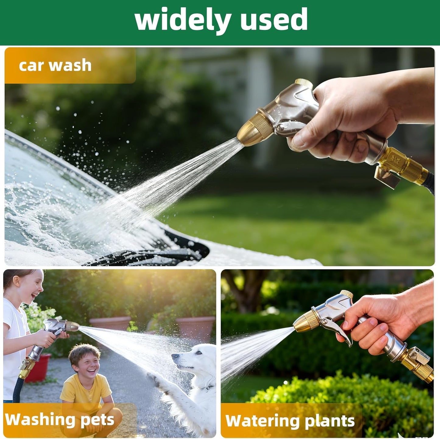 Heavy Duty Garden Hose Nozzle, High Pressure Handheld Sprayer