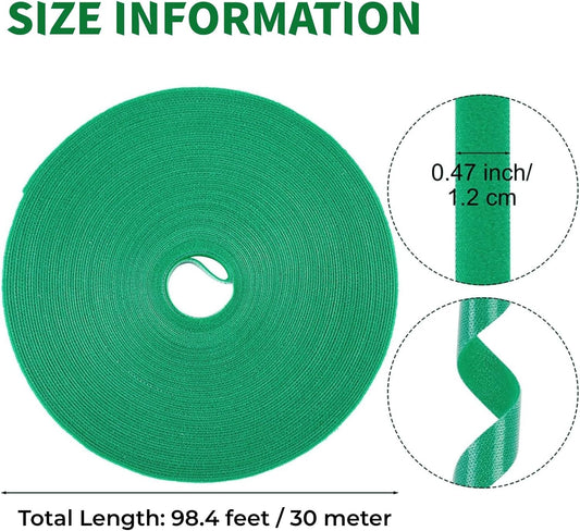 98.4 Feet Garden Tape Plant Ties Green Gardening Plant Tape Strap for Climbing Plants 1/2'' Gardening Tape to Support Plants, Vines, Tomatoes Reusable Gardening Ties Plant Tape (98.4feet)