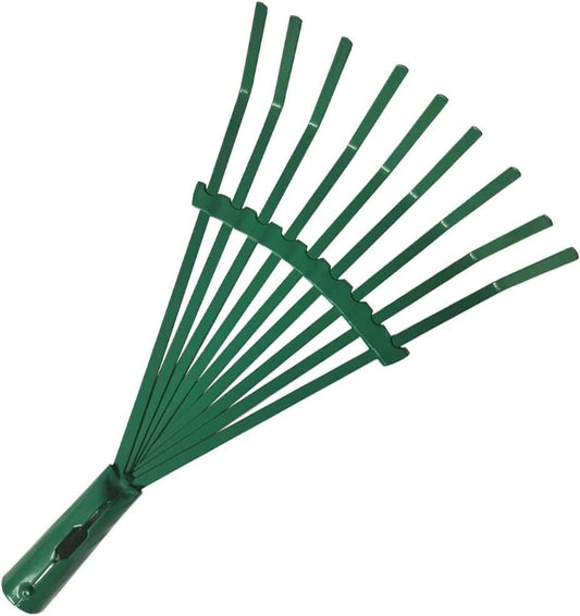 9 Tines Gardening Rake Small Metal Garden Hand Lawn Rake Head Only for Kids 7 in (Army Green)