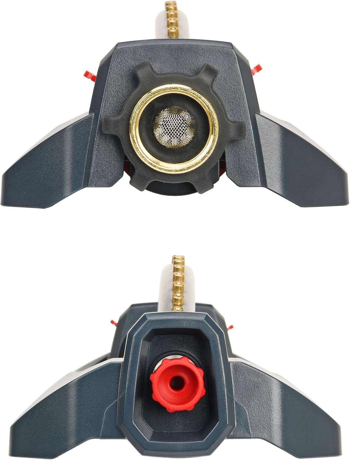 96218 Heavy Duty Turbo Oscillating Sprinkler, Covers Up to 3,700 sq. ft., 18 Brass Nozzles, Weighted Aluminum Base, Adjustable Range, Quick Connect Bundle, Silver, Red, Black