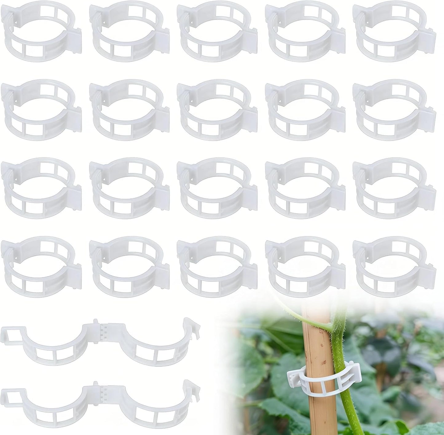 100 Secured Plastic Plant Clip, New Reusable Plant Support Clips Plastic Clips Tomato Clips for Securing Plants for Climbing Plants, Grape, Vegetable Stems (50 Pcs)