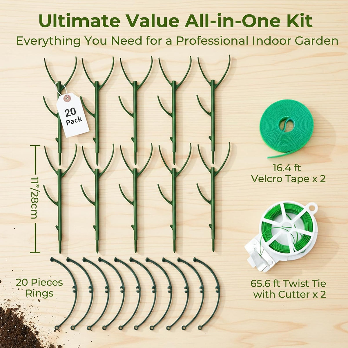 Monstera Plant Support Stakes Indoor - 10 Pack Stackable Garden Trellis for Potted Climbing Pothos Support - Durable All-in-One Tall Plant Sticks Pole for Modern Home Gardening (10 Pack)
