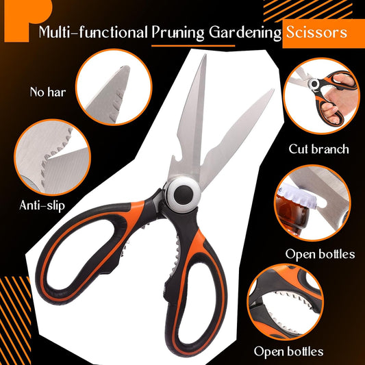 6 Pcs Garden Flower Scissors Heavy Duty Multifunctional Floral Gardening Scissors Trimming Pruning Bonsai Shears Pruners for Fresh Flowers Fruit Vegetable Plant Branch Potted Landscape