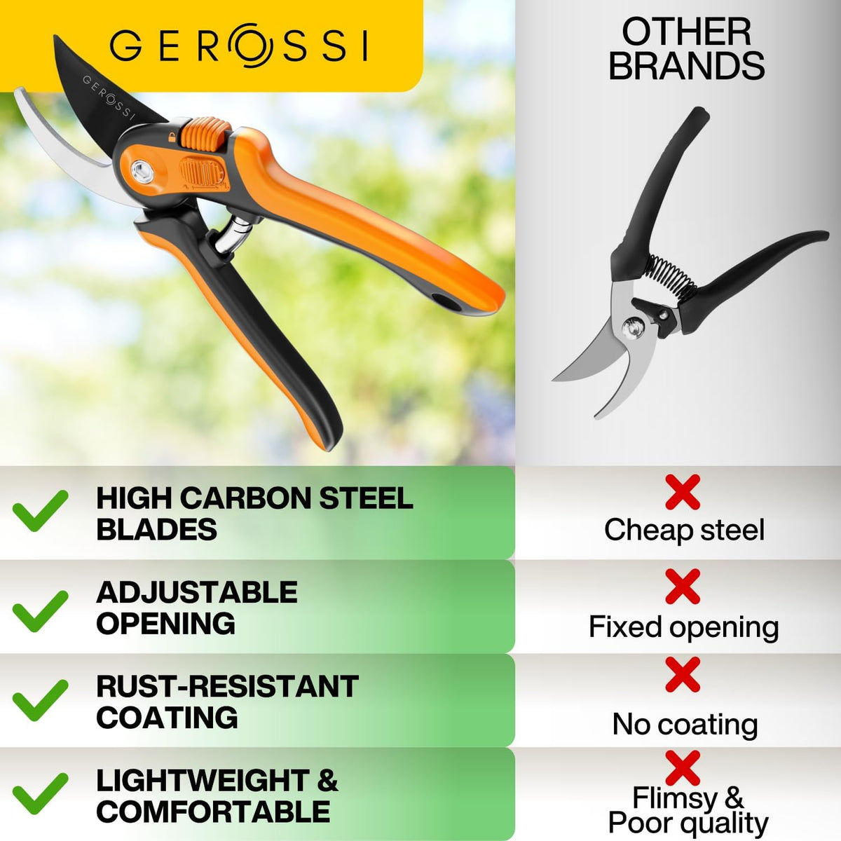 Bypass Pruning Shears and Hand Pruners for Gardening, Garden Clippers