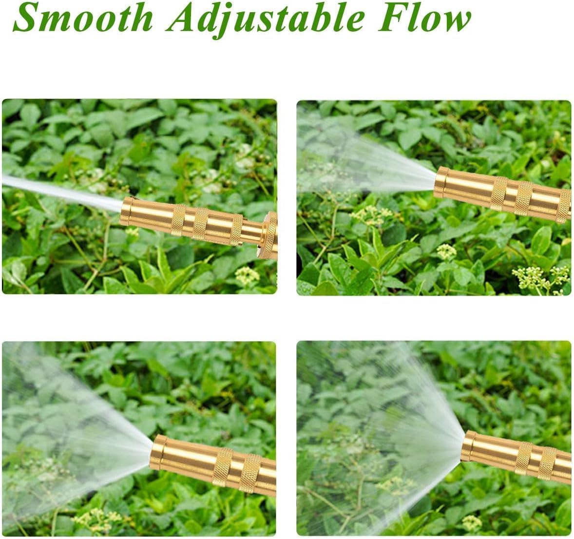 Heavy-Duty Brass Garden Hose Nozzle High Pressure 3 Pack Set with Adjustable Spray & Valve Control for Gardens, Lawns, Car Cleaning, and Patios Includes 3 Extra Anti-Leak Gaskets