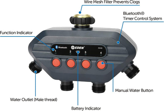 93443 4-Zone Bluetooth Water Timer |, Stainless Steel Washers