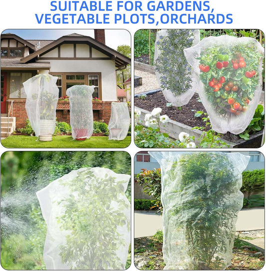Fruit Protection Bags with Drawstring, 4 Packs Blueberry Bush Netting, Ultra-Fine Mesh Garden Insect Tree Cover, Plant Cover for Pest, Insect Bird Barrier Netting-3.3 x 2.6Ft