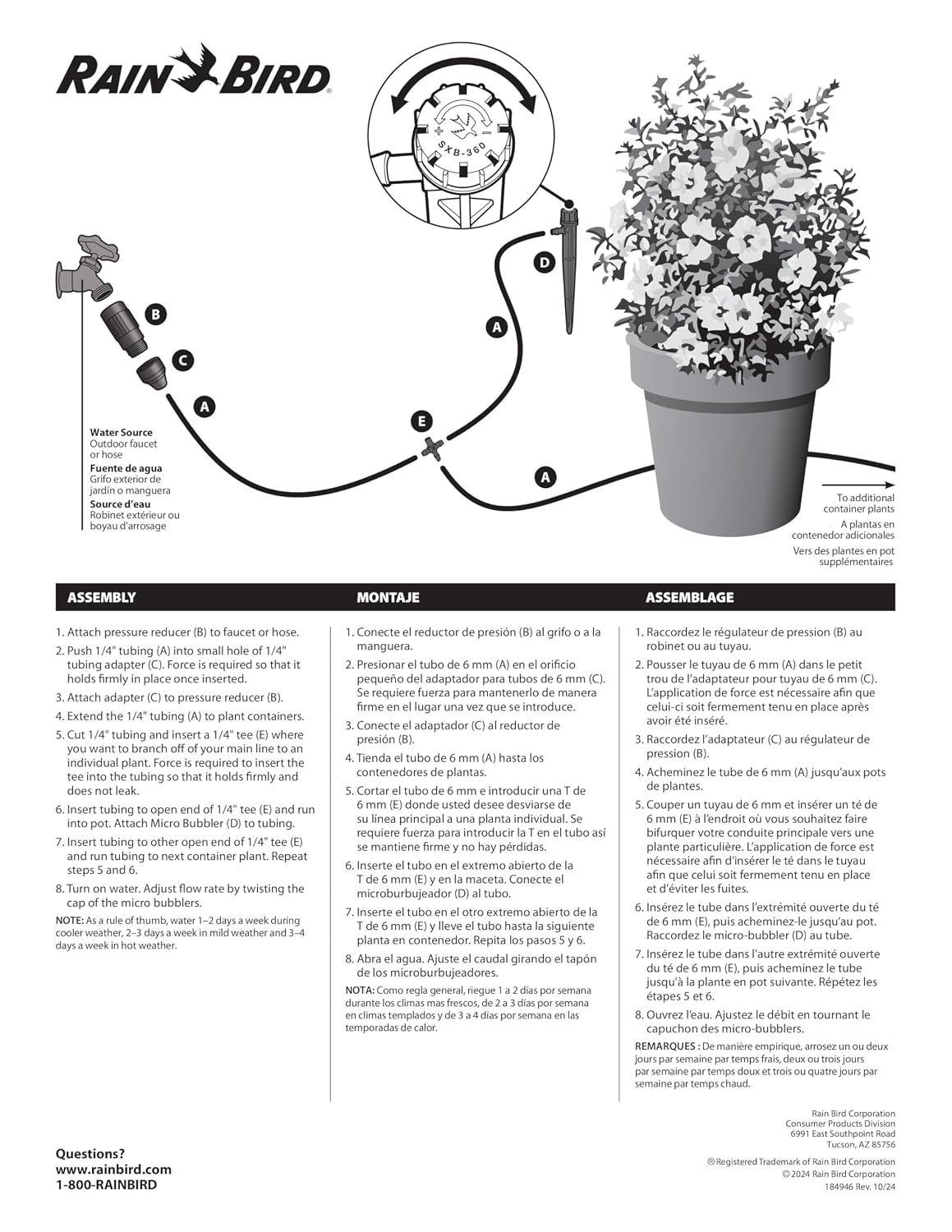 POTTEDKIT Drip Irrigation Kit, Full Circle, 1/4"