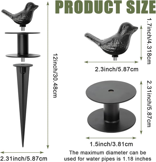 2 Pack Garden Hose Guide Stake Metal Spike 12 Inch Heavy Duty Hose Support Spike with Bird Design Protect for Outside Flower Beds Plant Yard Garden