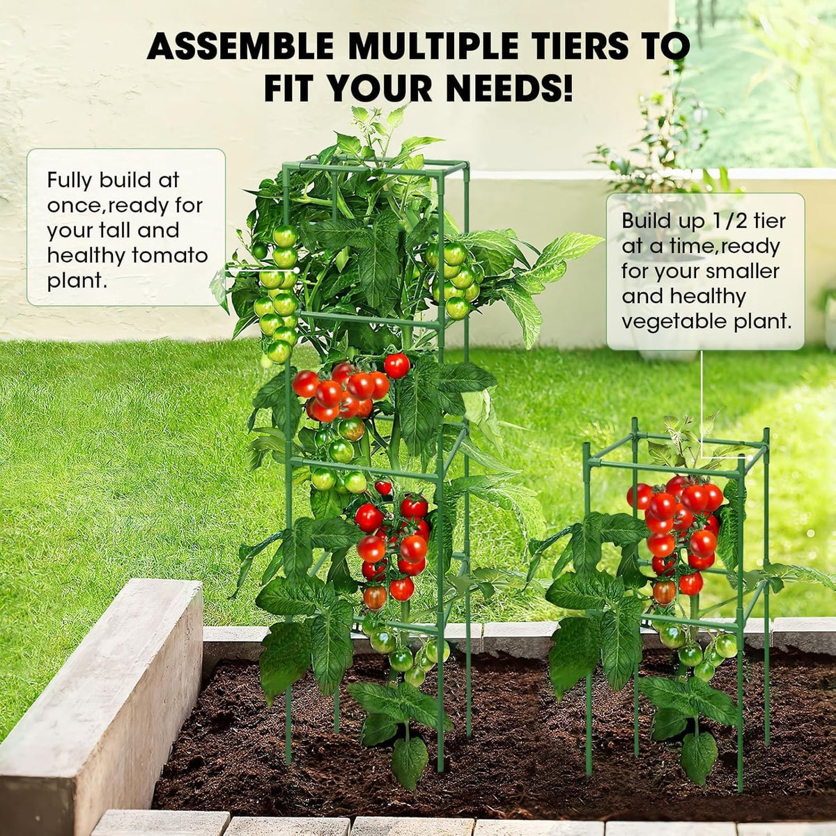 Tomato Cages,3 Packs Square Tomato Cage for Garden Plant Support,41 * 15 * 15in Heavy Duty Steel Plant Tower Stakes Trellis for Climbing Vegetables Flowers Fruits