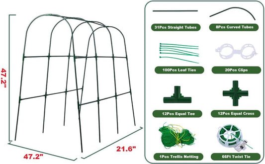 U-Shape Cucumber Trellis for Raised Beds - 47.2”x47.2”x21.6” Green Metal Arch Trellis, Rust-Resistant Garden Plant Support for Climbing Vegetables, Vines, Flowers - Heavy Duty & Easy to Assemble