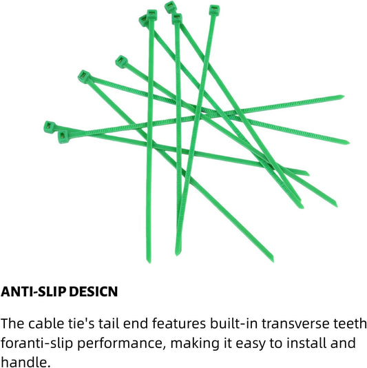 Zip Ties, 100pcs Green Cable Zip Ties 12 Inch, Heavy Duty Nylon Wire Ties High Tensile Strength, Self-Locking Nylon Tie Wraps for Indoor and Outdoor for Object Bundling and Fastening