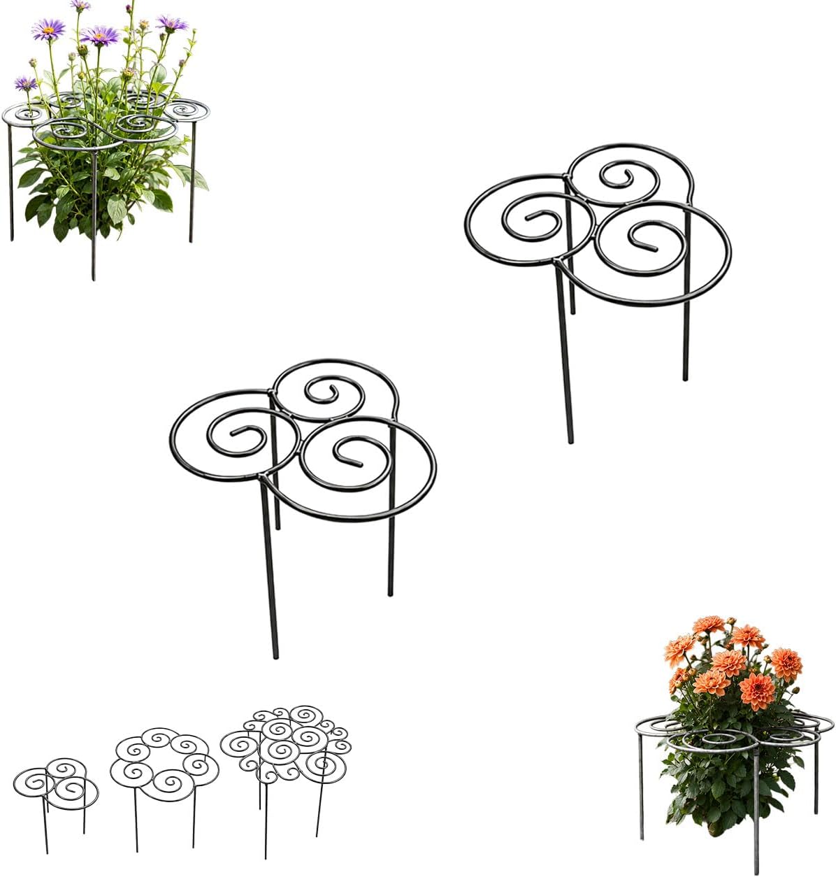 2026 Metal Plant Support Ring,Extra Large Peony Supports for Outdoor Plants,Perfect for Peonies Cages,Hydrangea Support Flower Cages,Grow-Through Plant Supports,A Garden Must-Have (2pcs*Medium)