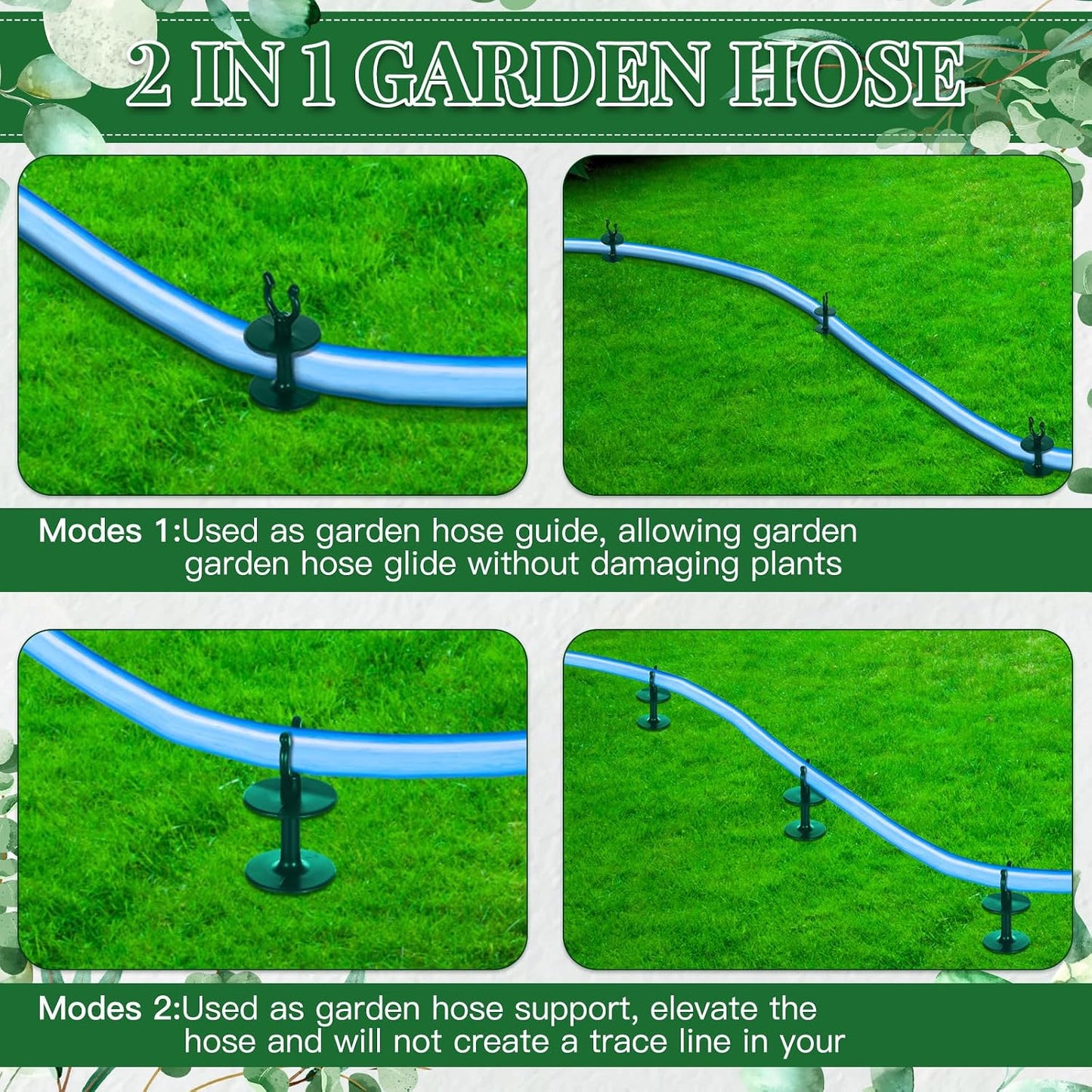 15 Pcs 2 in 1 Garden Hose Guide, Universal 10 Inch Hose Guide Stakes with Barbs, Water Sprinkler Support Spike to Keep Off Lawn for Yard Lawn Garden Flower Plant Tool(Black)