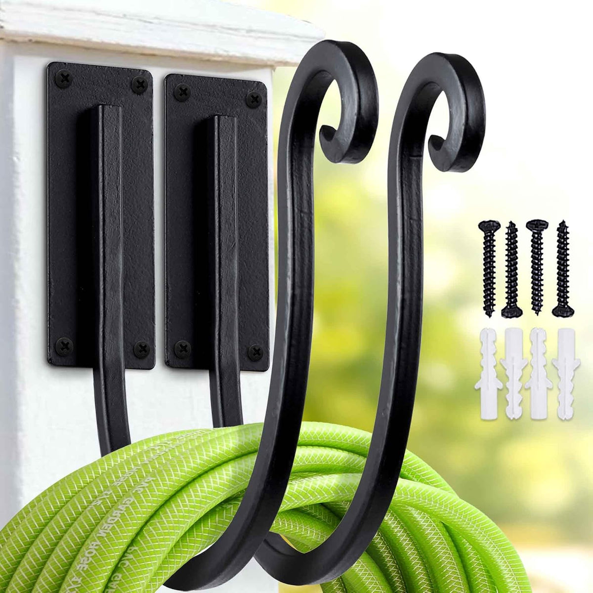 Garden Hose Holder Outside: Wall Mount Water Hose Holder - 8Inch Heavy Duty Garden Water Hose Hanger for Outside Hose Storage