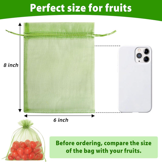70PCS Fruit Protection Bags 6x8 Inch Green Netting