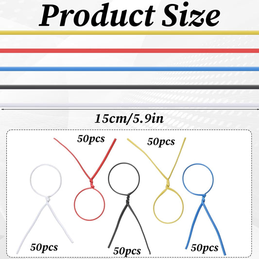 250 Pcs Twisty Ties 6 inch Reusable Plastic Metal Wire Twists Tie Garden Twist Ties for Plastic Coffee Bags, Gift Wrapping, Crafts, Plants (White Blue Black Yellow Red)