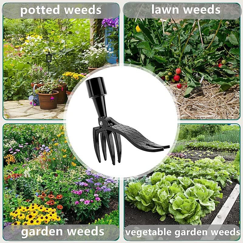 Stand-Up Weed Picker Head Replacement, Manual Weed Gripper with 4-Claw Head, No Bending/Kneeling Weeder Root Remover Tool