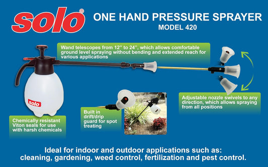 420 2-Liter One-Hand Pressure Sprayer with Adjustable Telescoping Wand