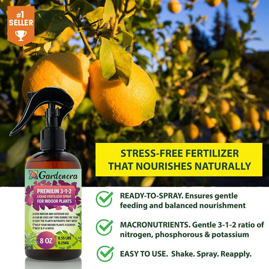 Professional Bonsai Spray Fertilizer Mist for Home Gardening | 3-1-2 Gentle Blend Mist for Healthy Leaves & Growth | Essential Nutrients for Bonsai - 8oz