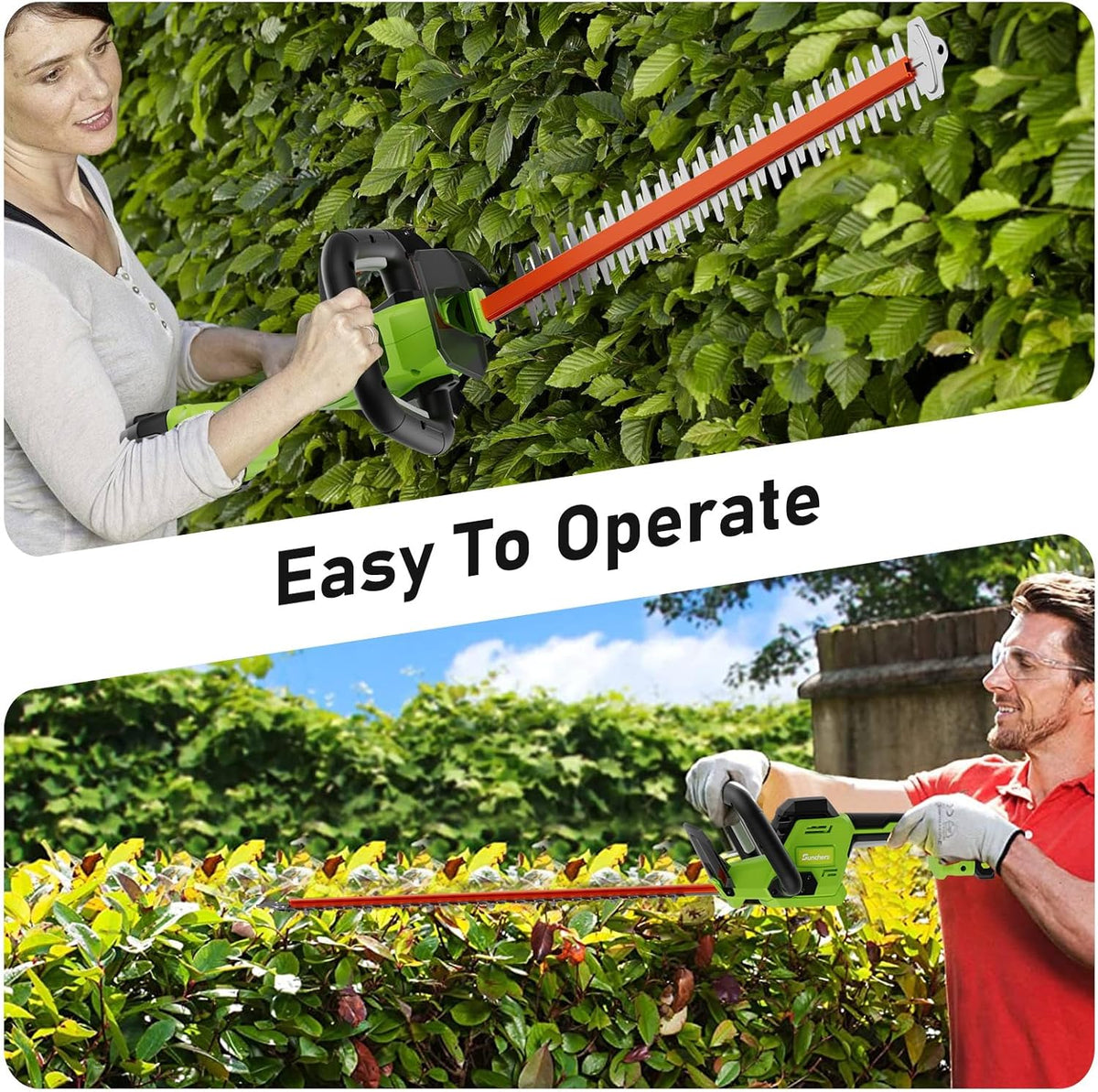 20V Max Hedge Trimmer Cordless, 22 Inch Tree Trimmer with 2 Batteries and Charger, Handheld Electric Trimmers, Grass Shrub Pruning Cutter, Lightweight & Compact Hedge Shear for Garden, Lawn