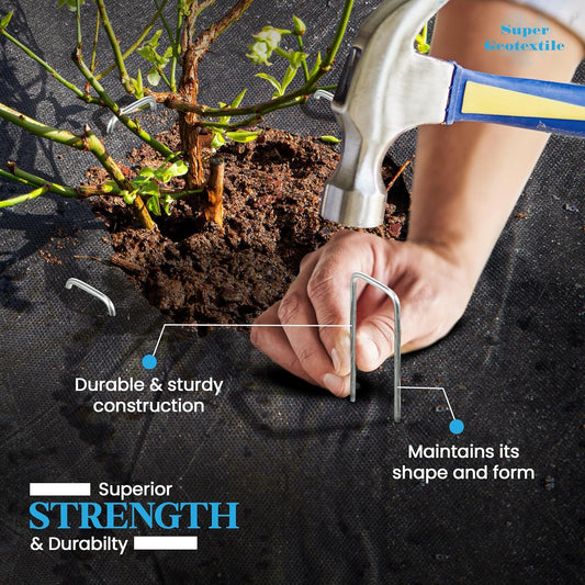 Landscape Staples - Heavy Duty 11 Gauge Galvanized U-Shaped Sod Pins for Weed Barrier and Landscaping Fabric Stakes - 1" x 6" (100 pcs)