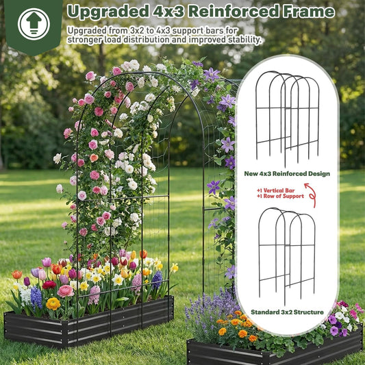 Galvanized Raised Garden Bed with Trellis, 6×3×1 FT 2 Pack Outdoor Garden Bed, Upgraded 4×3 Support, Brown