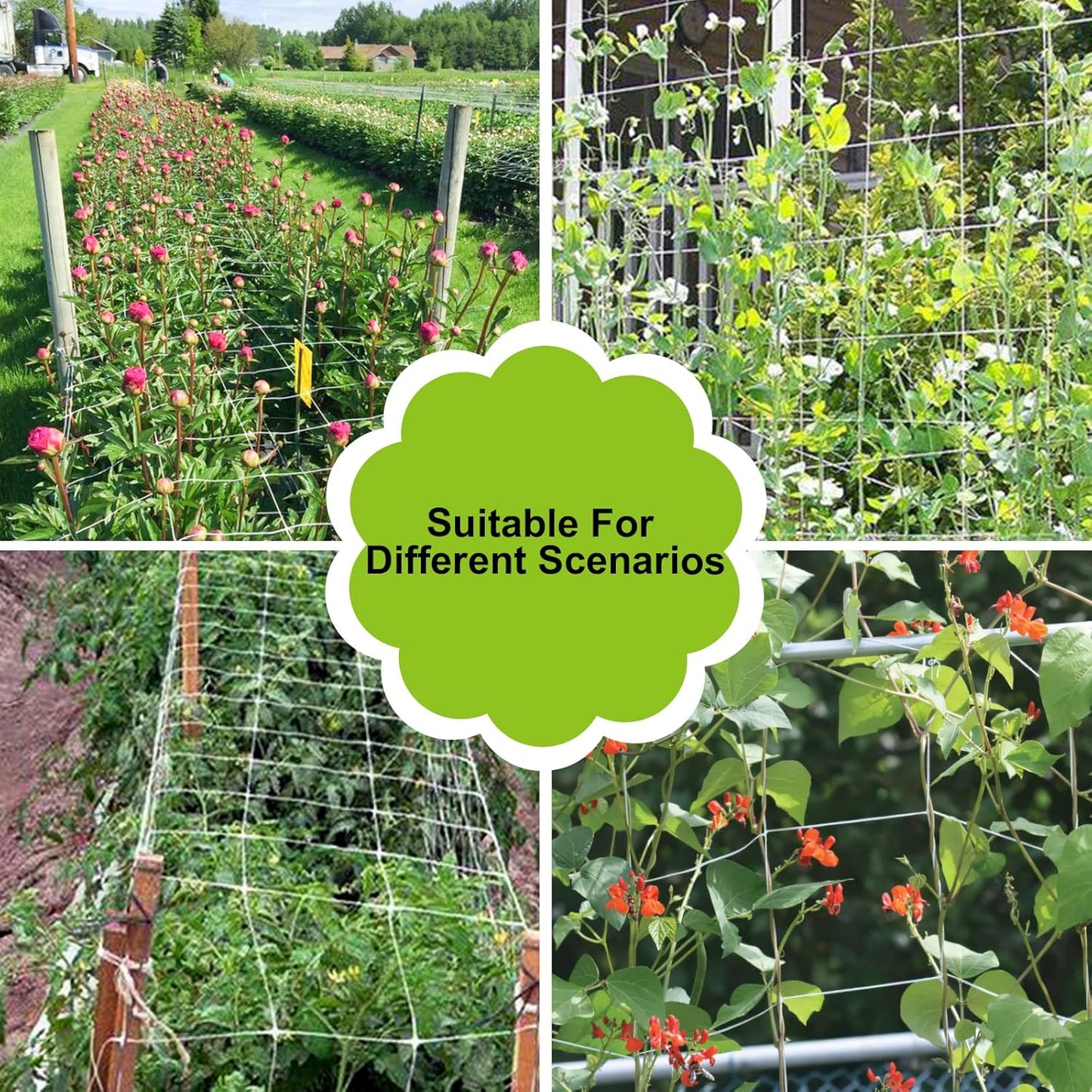 2 Pack 5x15 Ft Heavy Duty Garden Trellis Netting, with 50 Pcs Garden Ties