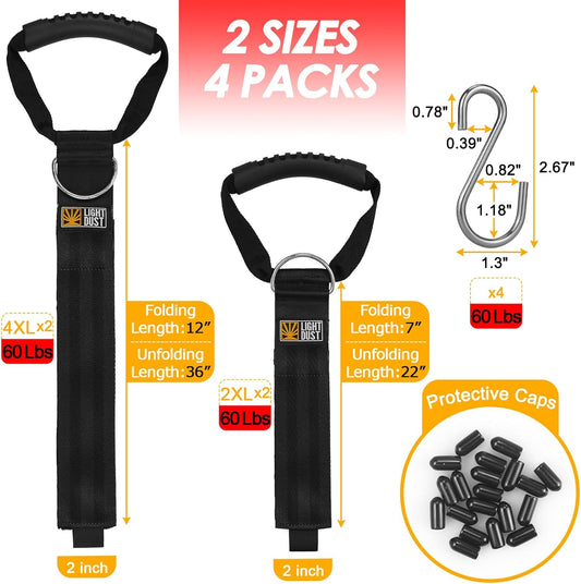 Hanging Extension Cord Straps with Handle, 4Pack 22" 35" Set with S Hooks