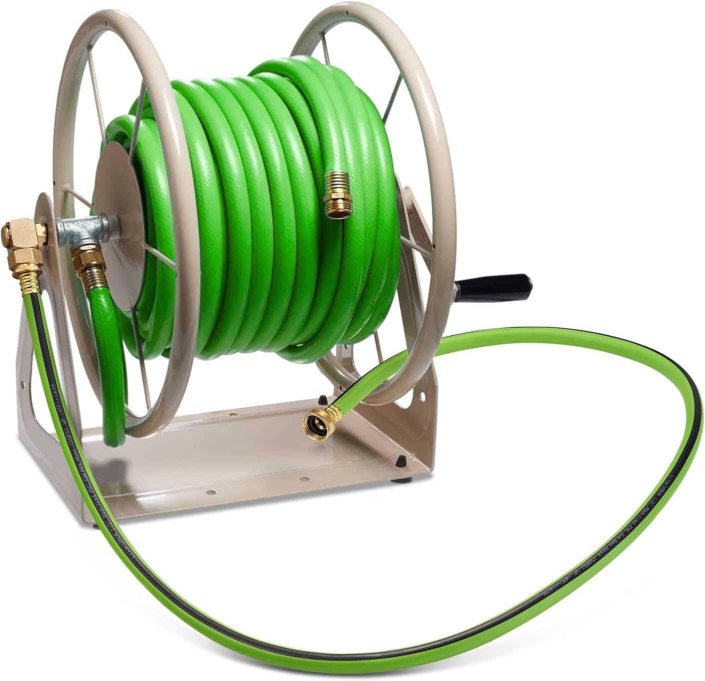 LF Brass Hose Reel Parts Fittings & 5 FT Replacement Leader Hose, Garden Hose Adapter, Brass Replacement Part Swivel, For Liberty Garden Products