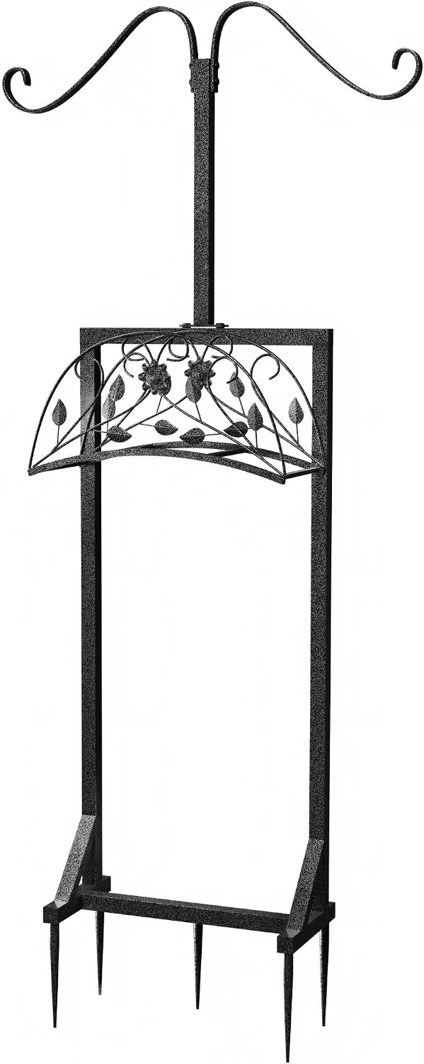 Garden Hose Holder Outside: Water Hose Stand with 2 Shepherds Hooks